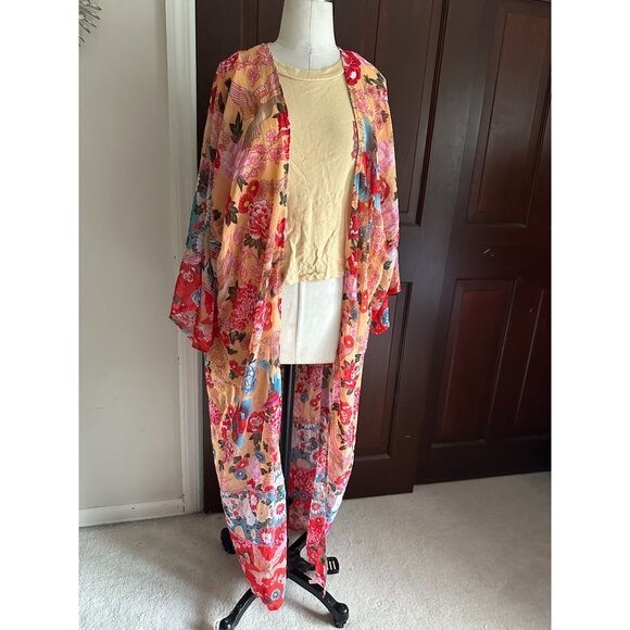 2 awesome funky mix and match pieces Billabong L/S tshirt and colorful kimono ja - Picture 6 of 8